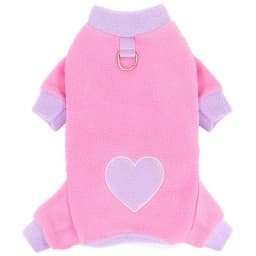 Heart Pattern Dog Pajamas for Small Dogs, Warm Fleece Dog Jumpsuit Yorkie Puppy Onesie Autumn Winter Clothes Chiwawa Pet Apparel