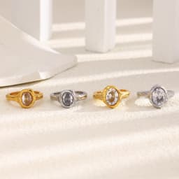 La. Muses Luxury Shiny Round Zircon Irregular Stainless Steel Women's Ring PVD Gold Plated Fashion Jewelry Accessories