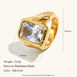La. Muses Luxury Shiny Round Zircon Irregular Stainless Steel Women's Ring PVD Gold Plated Fashion Jewelry Accessories