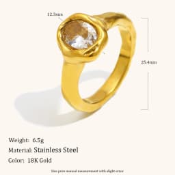La. Muses Luxury Shiny Round Zircon Irregular Stainless Steel Women's Ring PVD Gold Plated Fashion Jewelry Accessories