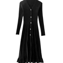 Pregnant Women's Fishtail Dress Autumn Winter Single Breasted V-neck Loose Maternity Pleated Dress Pregnancy Knitted Long Dress