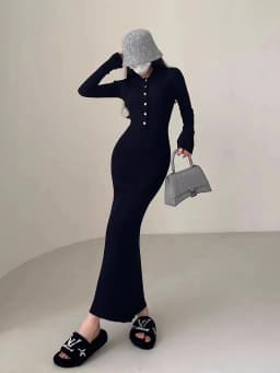 Pregnant Women's Fishtail Dress Autumn Winter Single Breasted V-neck Loose Maternity Pleated Dress Pregnancy Knitted Long Dress