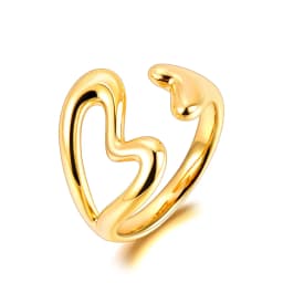 Lokaer 316L Stainless Steel Rhinestone Horseshoe U-shaped Open Ring Waterproof 18K Gold Color Plated Women's Jewelry Gift R26032