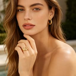 Lokaer 316L Stainless Steel Rhinestone Horseshoe U-shaped Open Ring Waterproof 18K Gold Color Plated Women's Jewelry Gift R26032