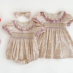 New Summer Baby Girl Clothes Short Sleeve Lace Flower Girls Dress Cotton Baby Romper Princess Dress Famil Matching Sister Outfit