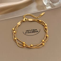 Stylish Gold Silver Color Stainless Steel Adjustable Bracelet for Women Elegant Multilayer Wrap Beaded Bracelets Party Jewelry
