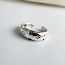 925 Sterling Silver Rings for Women Couple Minimalist Handmade Simple Retro Big Star Ring Fine Jewelry Gift Prevent Allergy