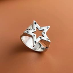 925 Sterling Silver Rings for Women Couple Minimalist Handmade Simple Retro Big Star Ring Fine Jewelry Gift Prevent Allergy