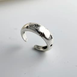 925 Sterling Silver Rings for Women Couple Minimalist Handmade Simple Retro Big Star Ring Fine Jewelry Gift Prevent Allergy