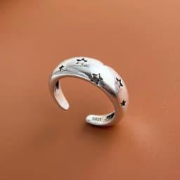 925 Sterling Silver Rings for Women Couple Minimalist Handmade Simple Retro Big Star Ring Fine Jewelry Gift Prevent Allergy