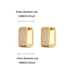 Zircon U Shape Hoop Earrings For Women Vintage Gold Color Stainless Steel Square Earring Wedding Jewelry Free Shipping Iteam