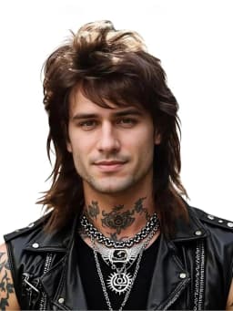 Synthetic Hair Men's 80s Rock Mullet Wig Brown Retro Hairstyle for Cosplay Party Vintage Fashion