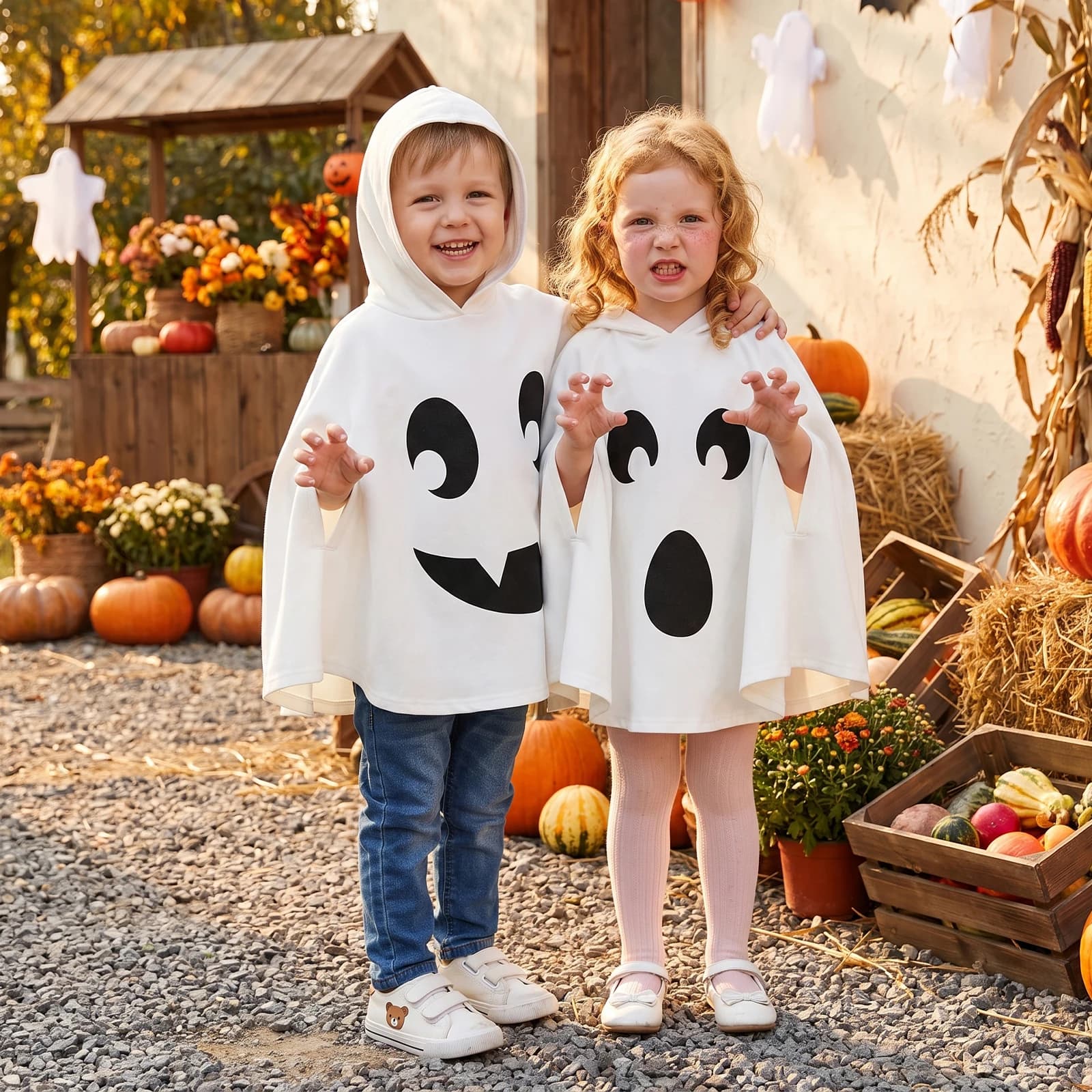 Toddler  Boy Kids Halloween Ghost Costumes Boys Girls Hooded Cloak Fancy Cosplay Child Clothes