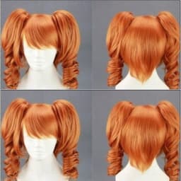 HAIRJOY Synthetic Hair Medium Length Orange Cosplay Wig Heat Resistant Fiber Costume Party Synthetic Wigs 2 Ponytail