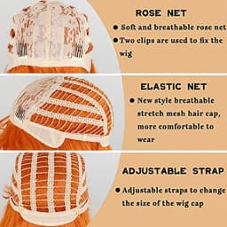 HAIRJOY Synthetic Hair Medium Length Orange Cosplay Wig Heat Resistant Fiber Costume Party Synthetic Wigs 2 Ponytail