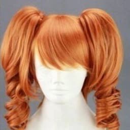 HAIRJOY Synthetic Hair Medium Length Orange Cosplay Wig Heat Resistant Fiber Costume Party Synthetic Wigs 2 Ponytail