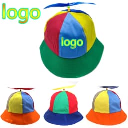 New Custom Logo Parent Child Cotton Helicopter Propeller Bucket Cap Outdoor Unisex Color Matching Sun Protection Fisherman Hat