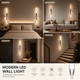 Modern LED Wall Lamp 3000K 4000K 6000K, Minimalist Wall Sconce for Bedroom Bedside Living Room TV Sofa Background Indoor