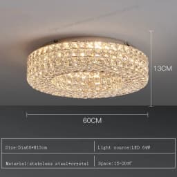 Round Crystal Chandelier Home Decoration Hanging Lamp Living Dinning Room Modern Crystal Pendant Light Kitchen Dimmable LED Lamp