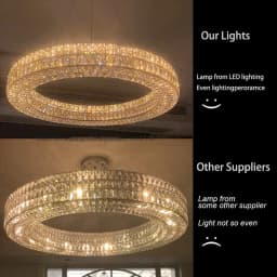 Round Crystal Chandelier Home Decoration Hanging Lamp Living Dinning Room Modern Crystal Pendant Light Kitchen Dimmable LED Lamp