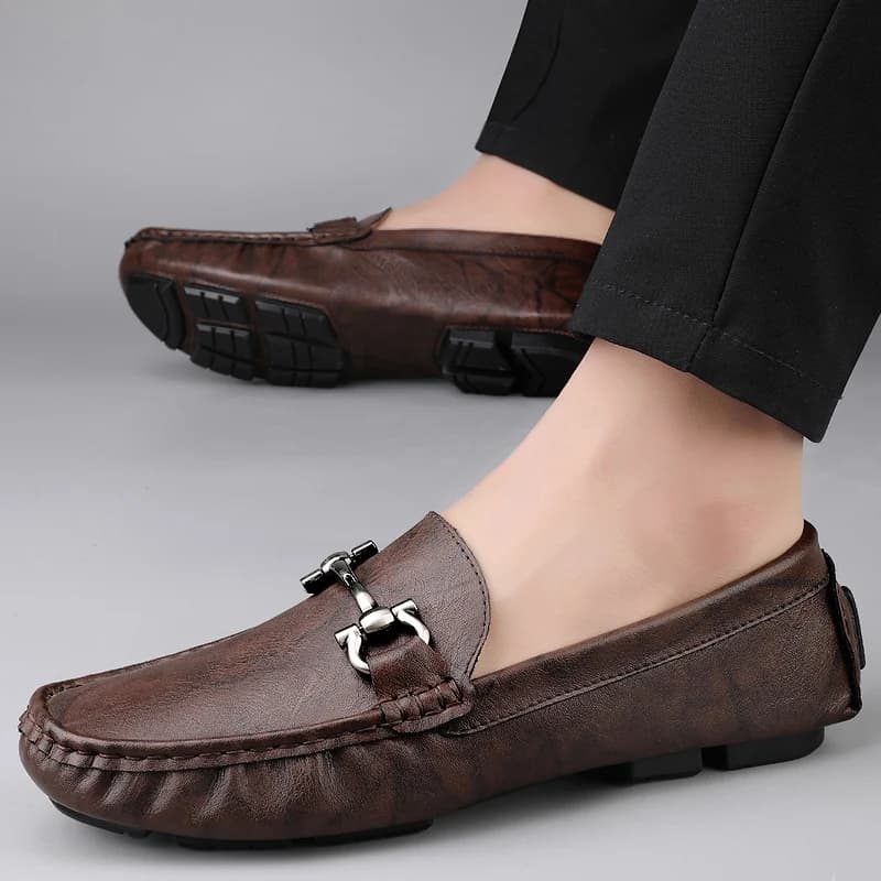 British Style Men's Genuine Leather Shoes Soft Soles Comfortable Walking Shoes High-quality Brown Men's Business Casual Shoes