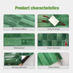 10 Pcs Waterproof and Anti-oil Stick-On Tiles,Trendy Peel-and-Stick Wall Tiles for kitchen backsplash/children's room/home decor
