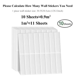 10 Pcs Waterproof and Anti-oil Stick-On Tiles,Trendy Peel-and-Stick Wall Tiles for kitchen backsplash/children's room/home decor