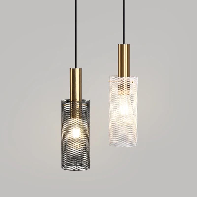 Black White Mesh Lampshade Chandeliers Bedside Lamp Light Nordic Pendant Lights Indoor Decor Restaurant Kitchen Islands Lighting