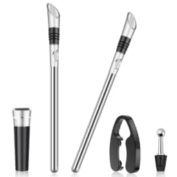 Wine Cooling Rod Stainless Frozen Stick Beer Chiller Stick Ice Wine Cooler 4 in 1 Wine Cooling w/ Wine Pourer Stopper Cutter