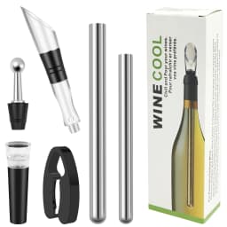 Wine Cooling Rod Stainless Frozen Stick Beer Chiller Stick Ice Wine Cooler 4 in 1 Wine Cooling w/ Wine Pourer Stopper Cutter