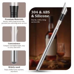 Wine Cooling Rod Stainless Frozen Stick Beer Chiller Stick Ice Wine Cooler 4 in 1 Wine Cooling w/ Wine Pourer Stopper Cutter