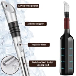 Wine Cooling Rod Stainless Frozen Stick Beer Chiller Stick Ice Wine Cooler 4 in 1 Wine Cooling w/ Wine Pourer Stopper Cutter