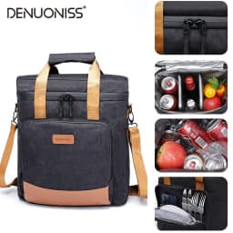 DENUONISS New Wine Cooling Bag 100% Leakproof Picnic Cooler Bag Vintage Leather Refrigerator Bag Portable Thermal Bag