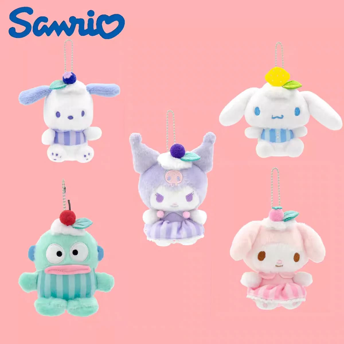 Sanrio Hangyodon Kuromi Melody Pachacoo Cinnamoroll Stuffed Plush Toys Pendant Cute KT Keyring Anime Keychain Christmas Gift
