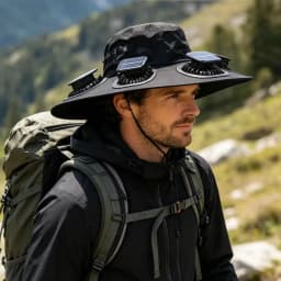 Hot 6 Fans Solar Fan Hat Breathable UV Protection Wide Brim Sun Cap Summer Fan Visor Cap For Men Outdoor Hiking Camping Fishing