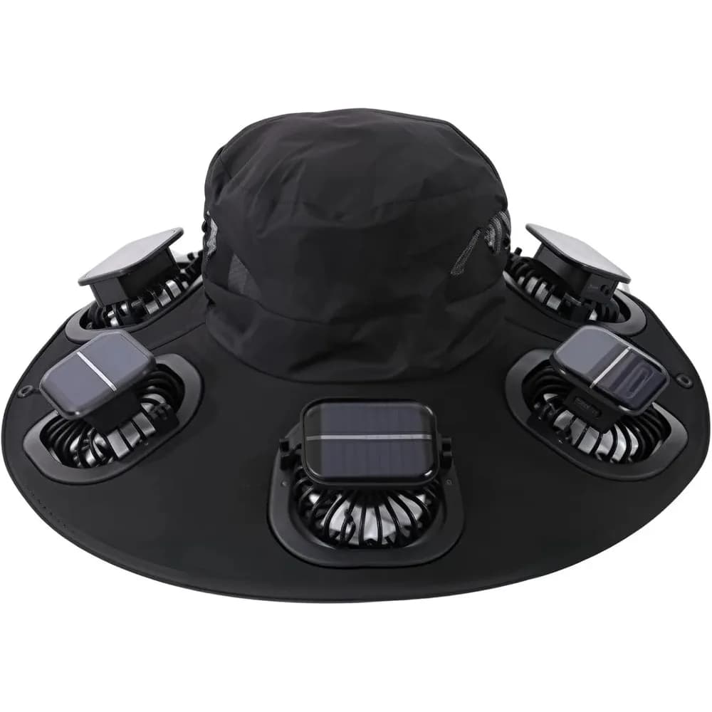 Hot 6 Fans Solar Fan Hat Breathable UV Protection Wide Brim Sun Cap Summer Fan Visor Cap For Men Outdoor Hiking Camping Fishing