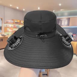 Solar Fan Hat Wide Brim UV Protection Breathable Cooling Sun Hat for Outdoor Fishing Hiking Camping Men Women
