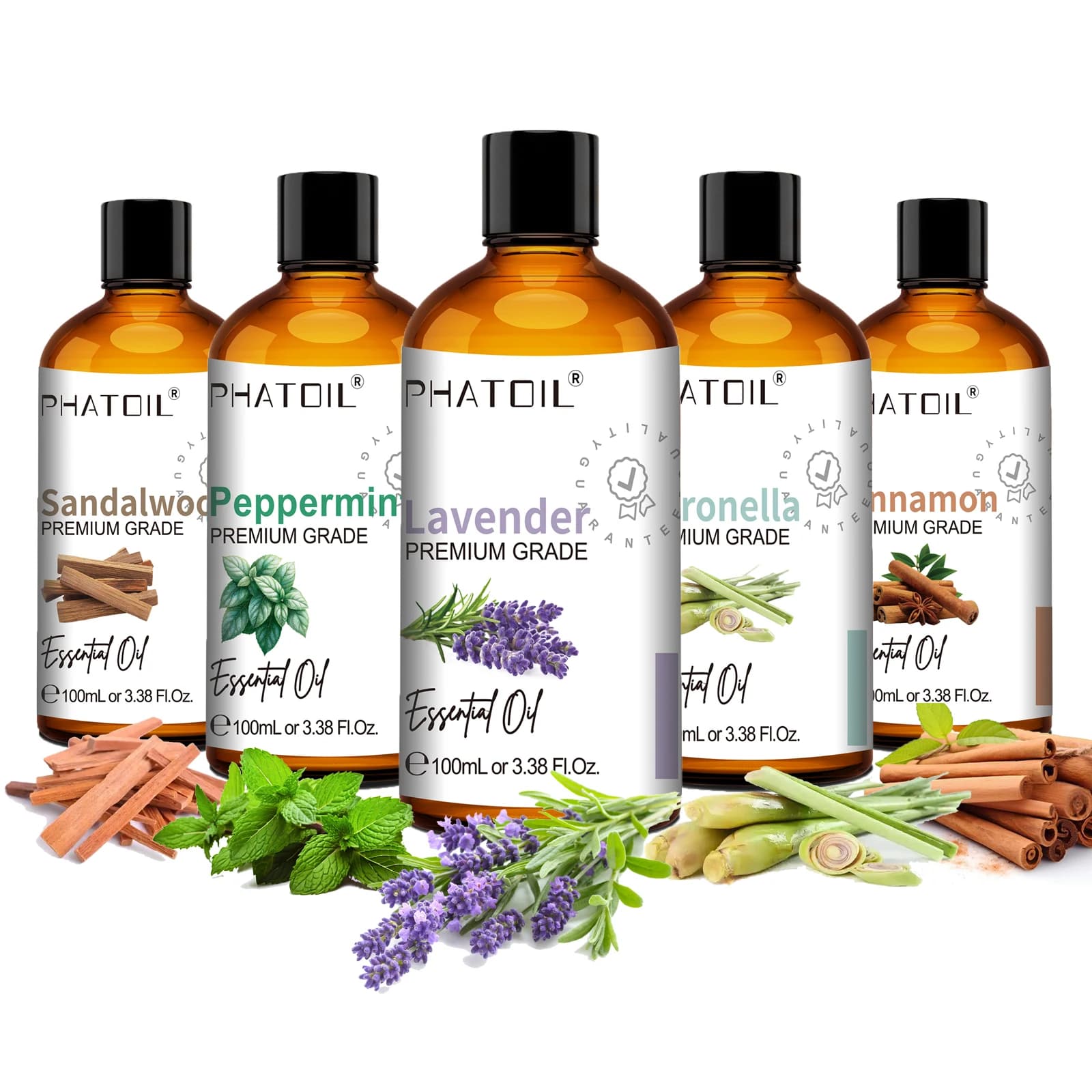 PHATOIL Aromatherapy Essential Oils 100ML Eucalyptus Peppermint Lavender Sandalwood Vanilla Aroma Oils for Diffuser Humidifier