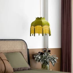SANDYHA Retro Tassel Chandelier Fabric Art Led Lamps for Entrance Bedroom Living Dining Room Pendant Lights Suspension Luminaire