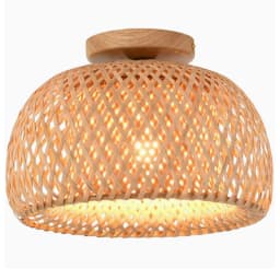 Handmade Boho Bamboo Wicker Ceiling Light Fixture Traditional Farmhouse Bedroom Nursery Hallway Corridor Mount Ceiling Lamp