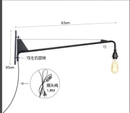 Loft Vintage American Country LED Wall Light Sconce Lamp Metal Bedside Long Arm Swing Lighting Fixtures E27 Living Room Corridor
