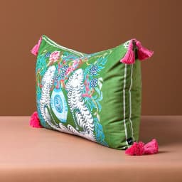 Magnificent Hill Garden Lumbar Pillow Cover Floral Tree Crane Birds Decorative Cushion Case Beautiful Chinoiserie Design 30X55cm
