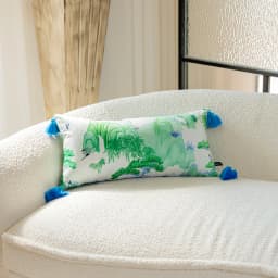 Magnificent Hill Garden Lumbar Pillow Cover Floral Tree Crane Birds Decorative Cushion Case Beautiful Chinoiserie Design 30X55cm