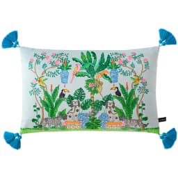 Magnificent Hill Garden Lumbar Pillow Cover Floral Tree Crane Birds Decorative Cushion Case Beautiful Chinoiserie Design 30X55cm
