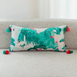 Magnificent Hill Garden Lumbar Pillow Cover Floral Tree Crane Birds Decorative Cushion Case Beautiful Chinoiserie Design 30X55cm