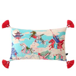 Magnificent Hill Garden Lumbar Pillow Cover Floral Tree Crane Birds Decorative Cushion Case Beautiful Chinoiserie Design 30X55cm