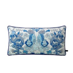 Magnificent Hill Garden Lumbar Pillow Cover Floral Tree Crane Birds Decorative Cushion Case Beautiful Chinoiserie Design 30X55cm