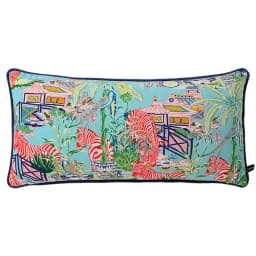 Magnificent Hill Garden Lumbar Pillow Cover Floral Tree Crane Birds Decorative Cushion Case Beautiful Chinoiserie Design 30X55cm