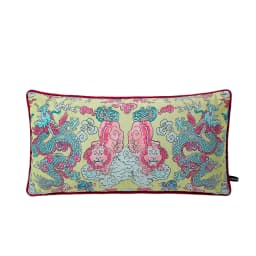 Magnificent Hill Garden Lumbar Pillow Cover Floral Tree Crane Birds Decorative Cushion Case Beautiful Chinoiserie Design 30X55cm