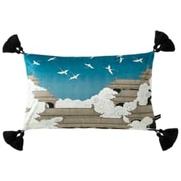 Magnificent Hill Garden Lumbar Pillow Cover Floral Tree Crane Birds Decorative Cushion Case Beautiful Chinoiserie Design 30X55cm